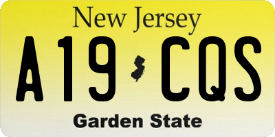 NJ license plate A19CQS