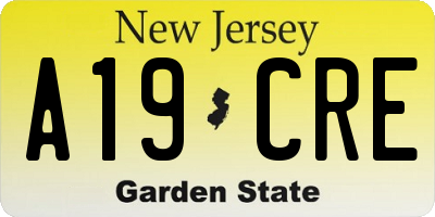 NJ license plate A19CRE