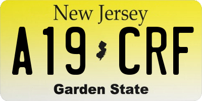 NJ license plate A19CRF