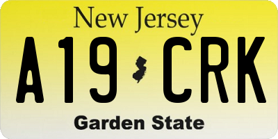 NJ license plate A19CRK