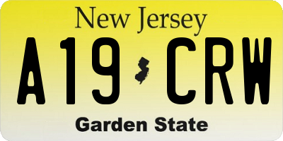 NJ license plate A19CRW