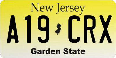 NJ license plate A19CRX