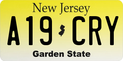 NJ license plate A19CRY