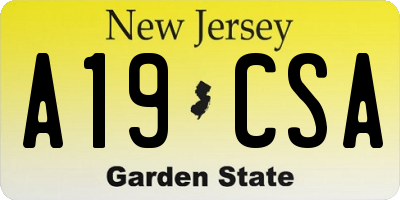 NJ license plate A19CSA