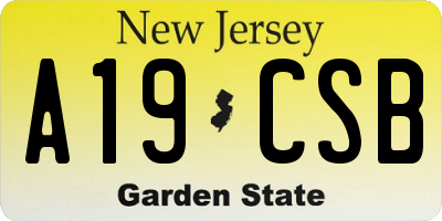 NJ license plate A19CSB