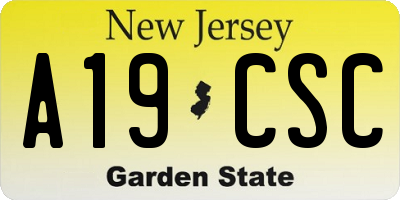 NJ license plate A19CSC