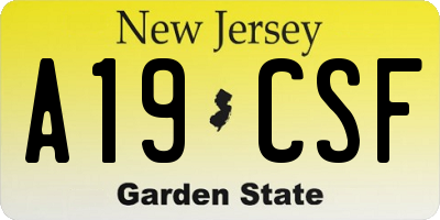 NJ license plate A19CSF