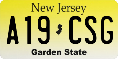 NJ license plate A19CSG