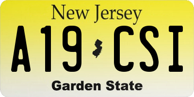 NJ license plate A19CSI