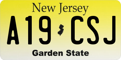 NJ license plate A19CSJ