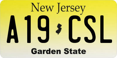 NJ license plate A19CSL