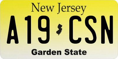 NJ license plate A19CSN
