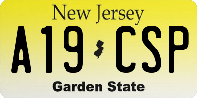 NJ license plate A19CSP