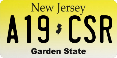 NJ license plate A19CSR