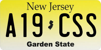 NJ license plate A19CSS