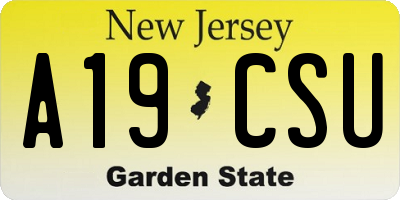 NJ license plate A19CSU