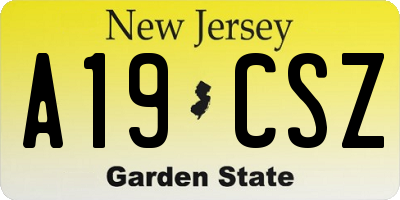 NJ license plate A19CSZ