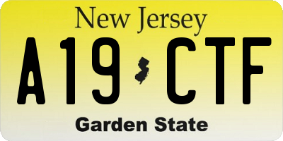 NJ license plate A19CTF
