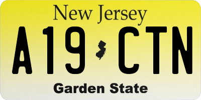 NJ license plate A19CTN