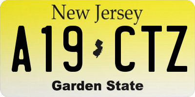 NJ license plate A19CTZ