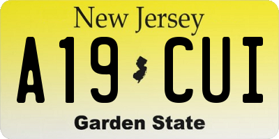 NJ license plate A19CUI