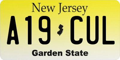 NJ license plate A19CUL