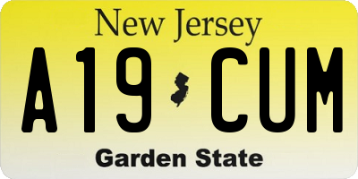 NJ license plate A19CUM