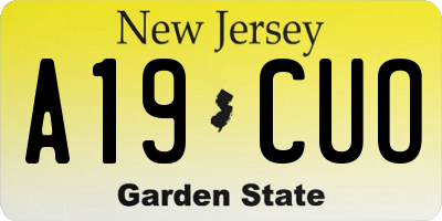 NJ license plate A19CUO