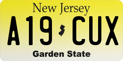 NJ license plate A19CUX