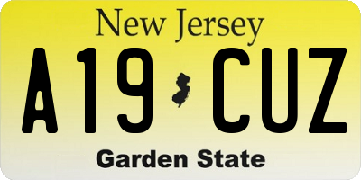 NJ license plate A19CUZ