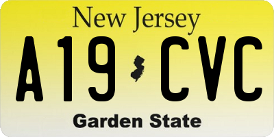 NJ license plate A19CVC