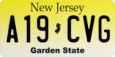 NJ license plate A19CVG