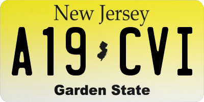 NJ license plate A19CVI