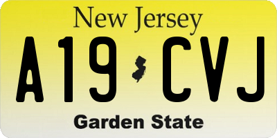 NJ license plate A19CVJ