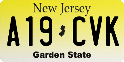 NJ license plate A19CVK