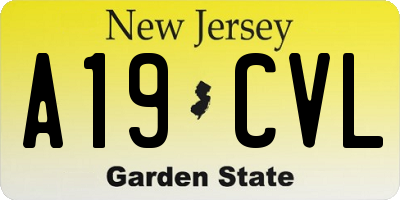 NJ license plate A19CVL