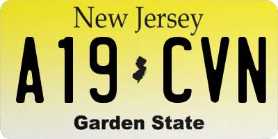 NJ license plate A19CVN
