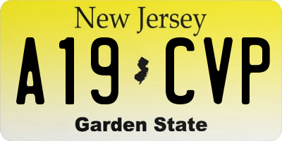 NJ license plate A19CVP