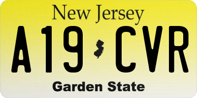 NJ license plate A19CVR