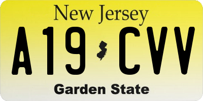 NJ license plate A19CVV