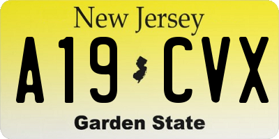 NJ license plate A19CVX