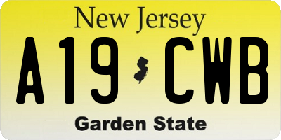 NJ license plate A19CWB