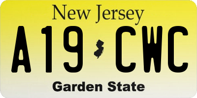 NJ license plate A19CWC