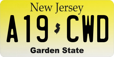 NJ license plate A19CWD