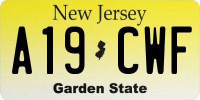 NJ license plate A19CWF