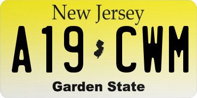 NJ license plate A19CWM