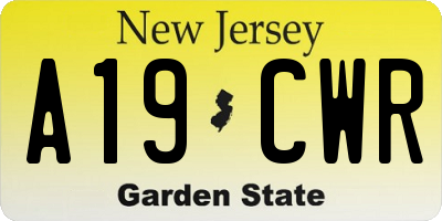 NJ license plate A19CWR