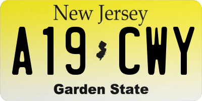 NJ license plate A19CWY