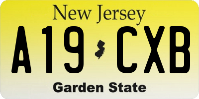 NJ license plate A19CXB