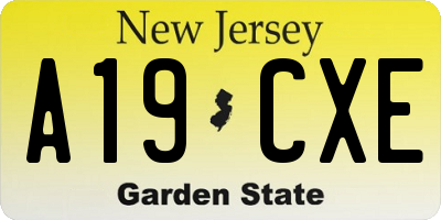 NJ license plate A19CXE
